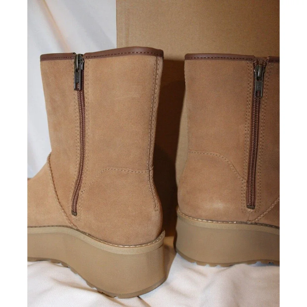 UGG CITYFUNC‎ MID CHESTNUT LEATHER WATERPROOF ZIP WOMEN'S BOOTS SIZE NIB